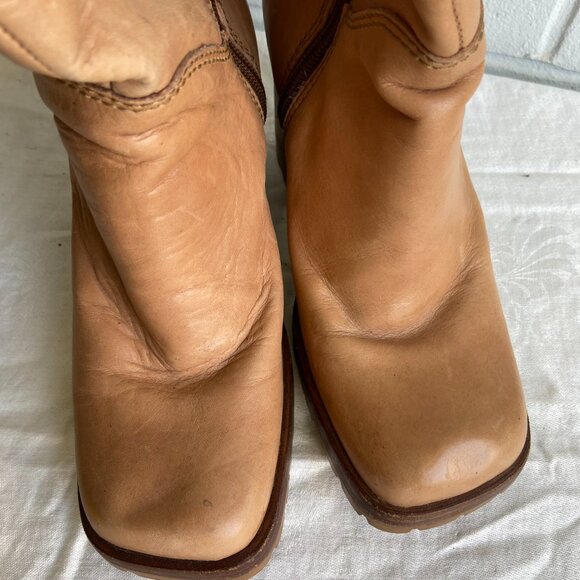 Vintage Bongo Leather Y2K Stacked Heel Lug Sole Boots - Picture 3 of 4